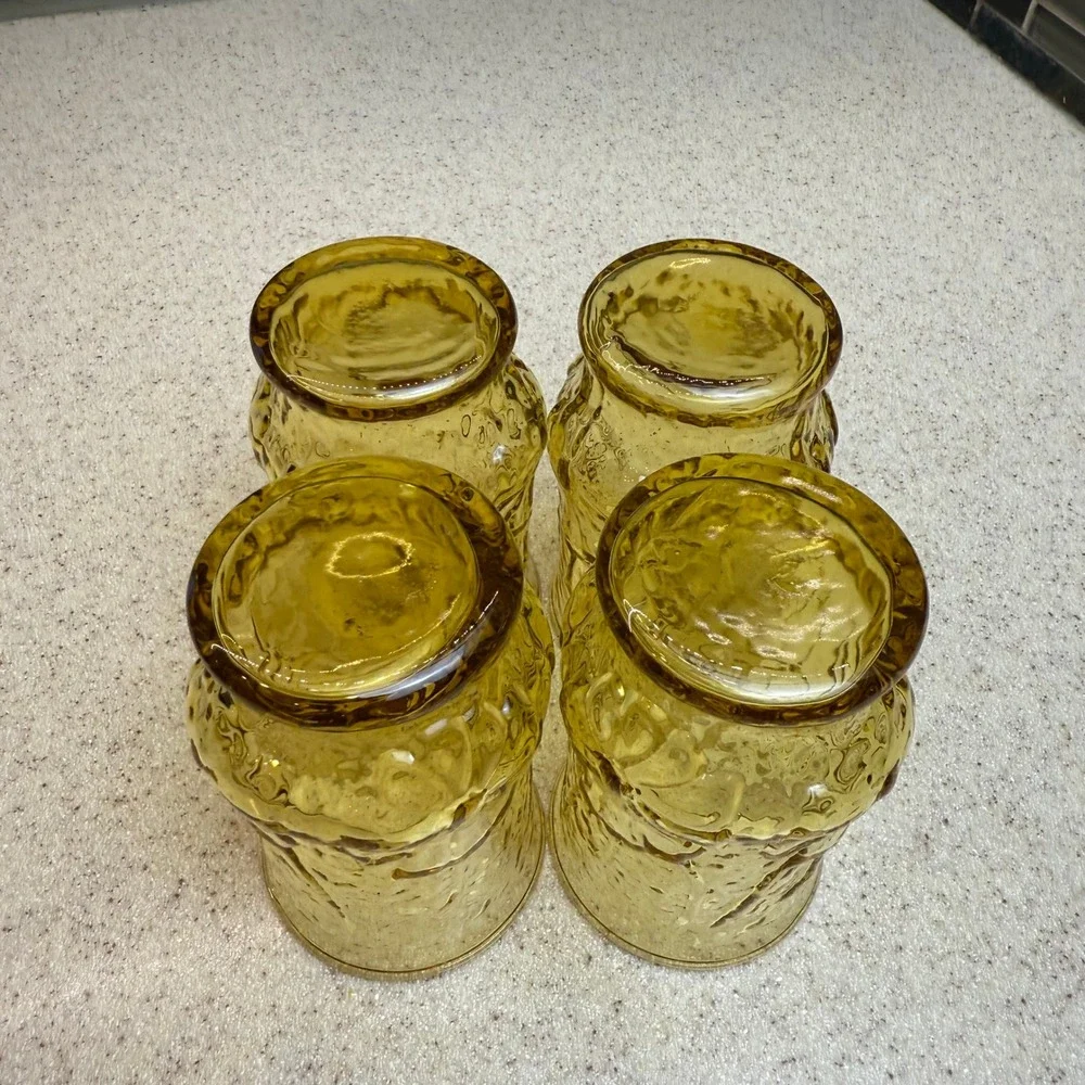 VTG Anchor Hocking Amber Rain Flower 4